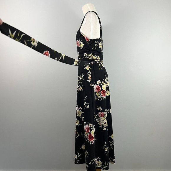 NWT FOURTEENTH PLACE Black Tropical Floral Sleeveless Dress (M) - Picture 5 of 9